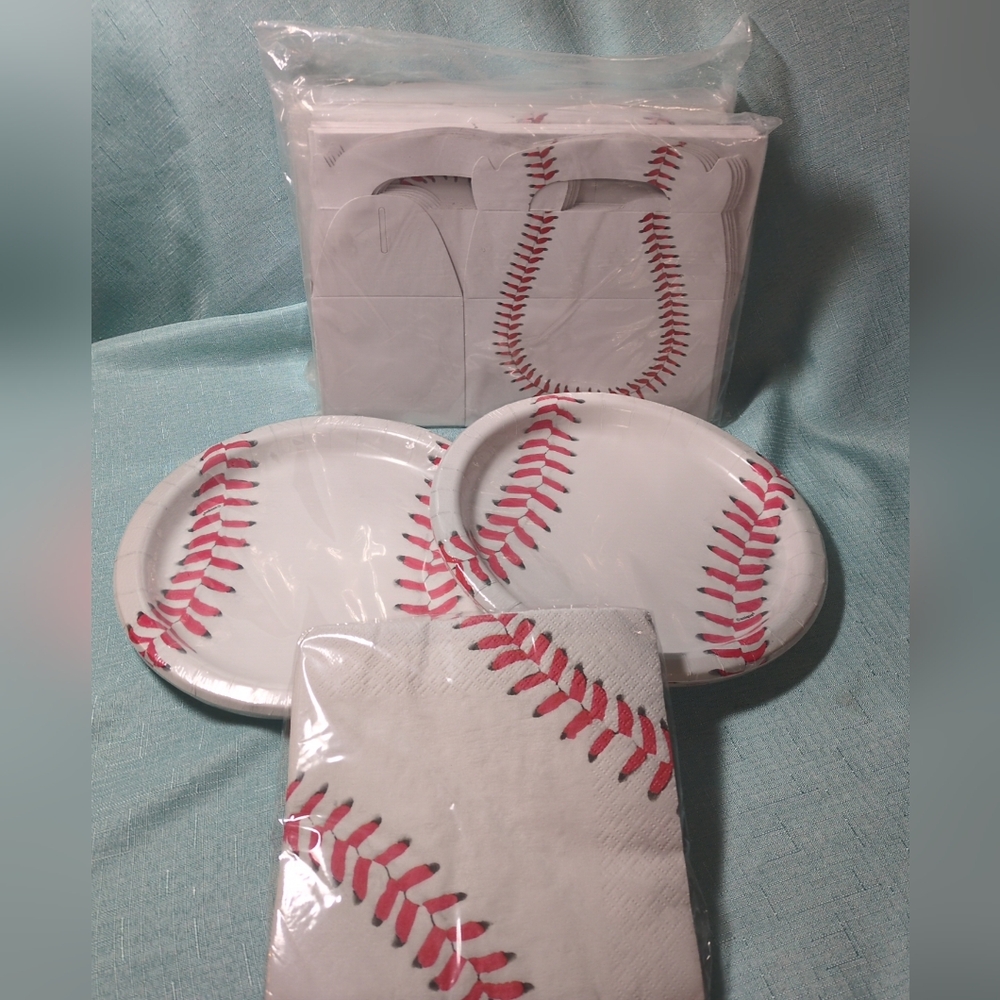36 BASEBALL/Softball PARTY TREAT BOXES 16 Napkins & Plates